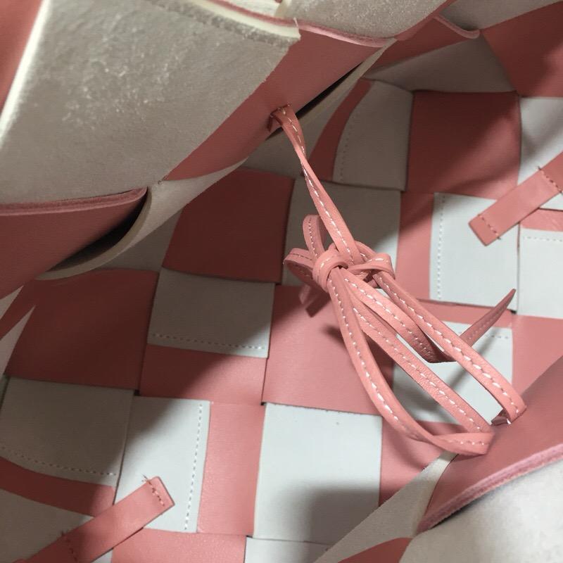 loewe Woven Basket Gingham Bag Soft Pink/White