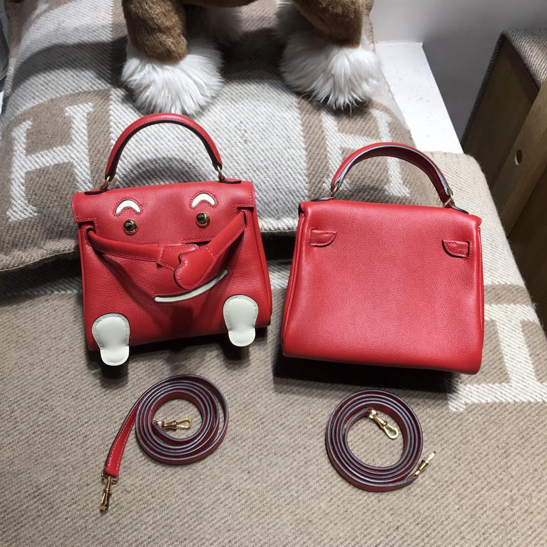 Hermes Kelly Doll Swift S5番茄紅/奶昔白金扣 千喜年限量款凱莉娃娃包