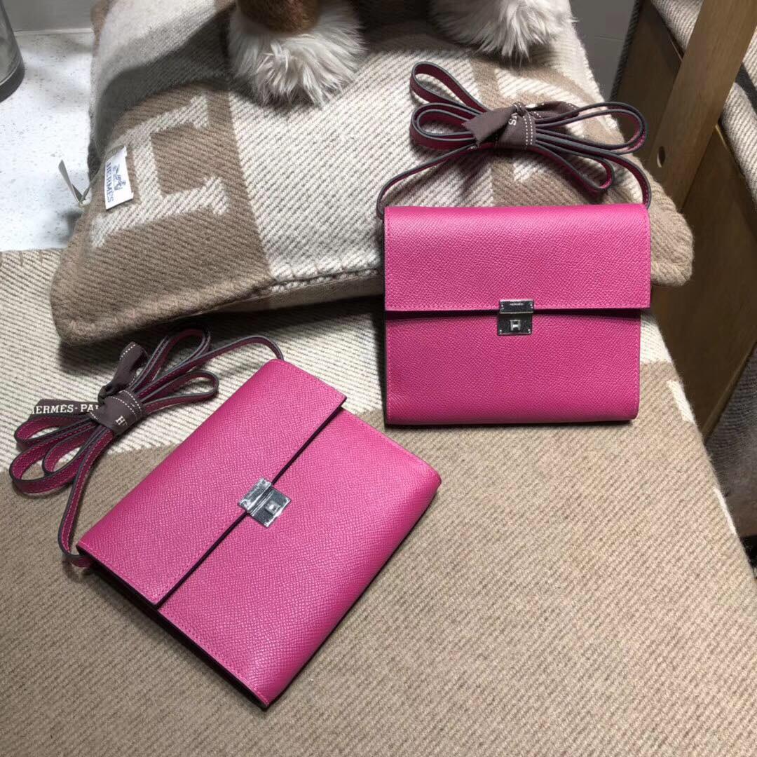 Hermes Clic Epsom L3 Rose Pourper 粉紫色 银扣