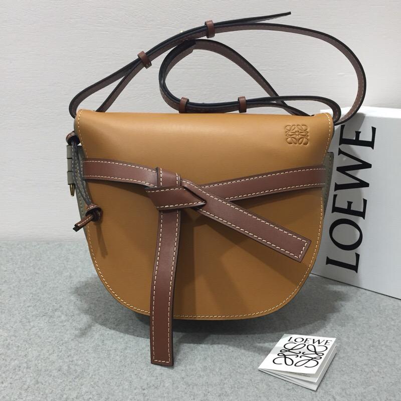 羅意威包包 loewe Gate Bag Amber/Light Grey/Rust Colour馬鞍包