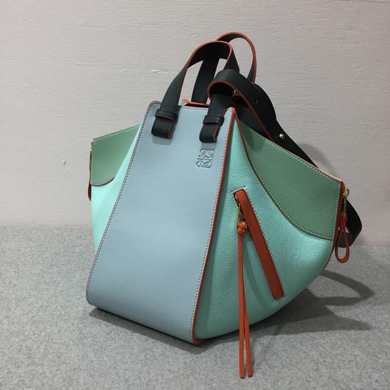 Loewe Hammock Medium Bag Aqua Multitone Classic Calf/Soft Grained Calf