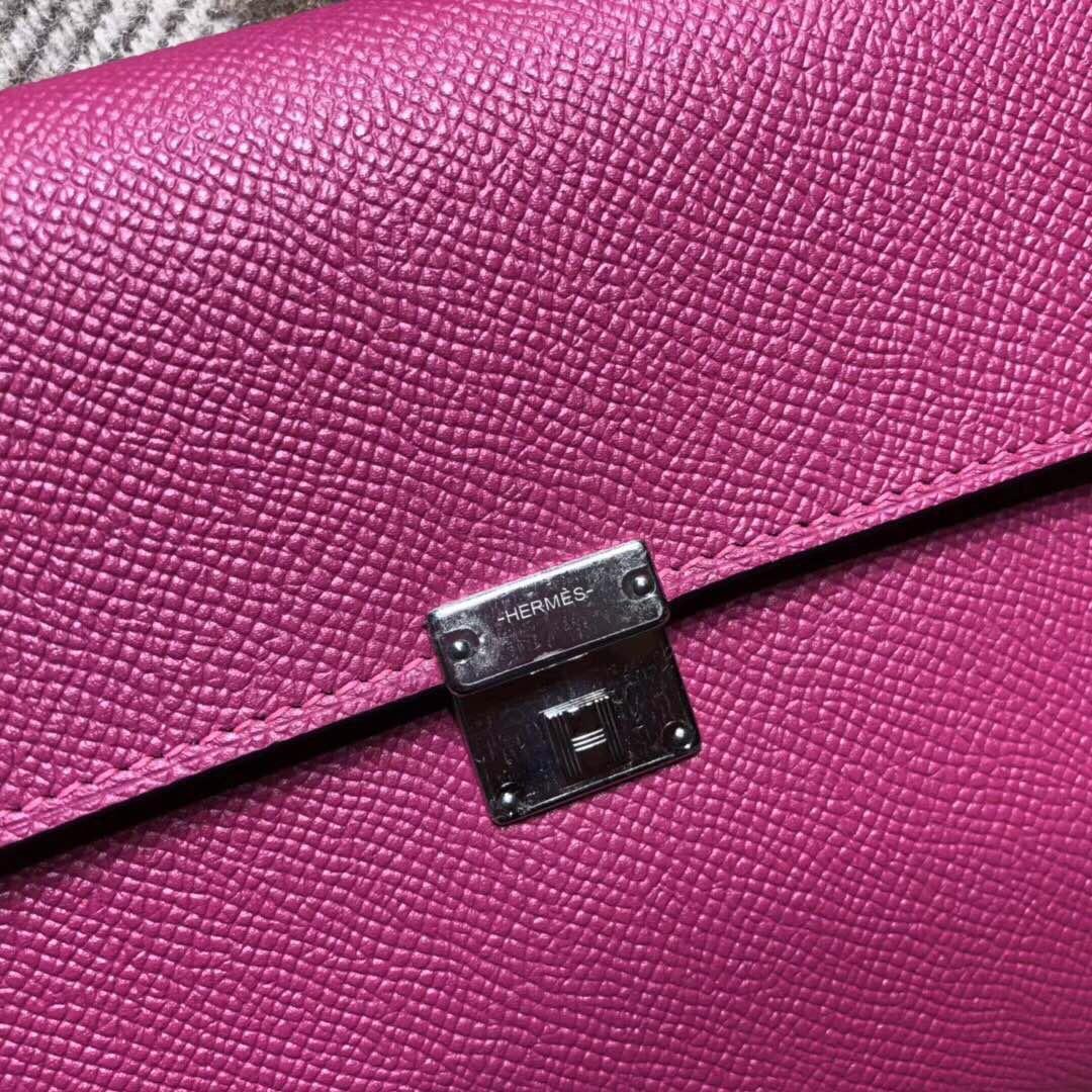 Hermes Clic Epsom L3 Rose Pourper 粉紫色 银扣