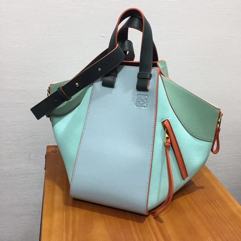 Loewe Hammock Medium Bag Aqua Multitone Classic Calf/Soft Grained Calf