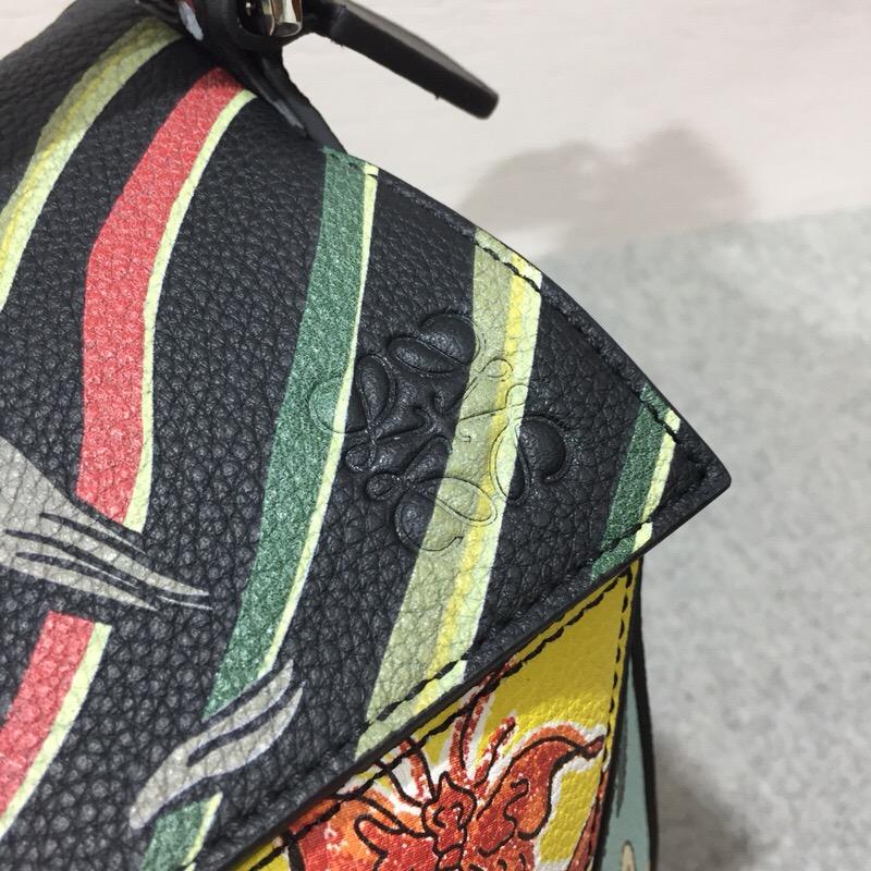 Loewe Puzzle Paula Patchwork Bag Multicolor人字紋圖案棉質帆布襯裏