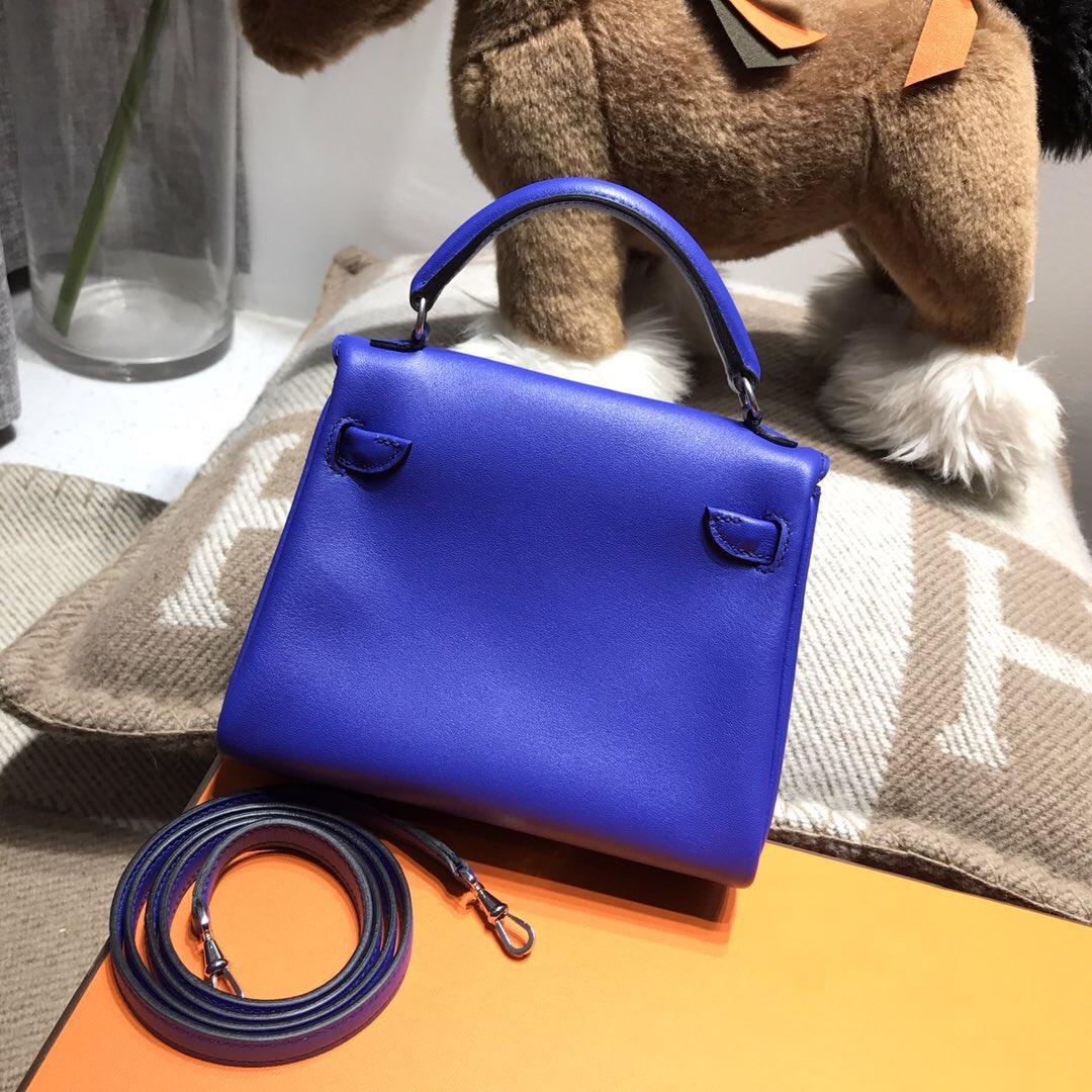 愛馬仕Hermes Kelly Doll Swift calfskin 7T電光藍 Blue Electric 銀扣