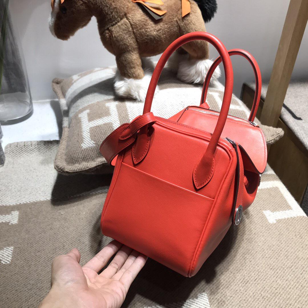 愛馬仕琳迪包Hermes Lindy bag 26 Swift calfskin S5番茄紅銀扣