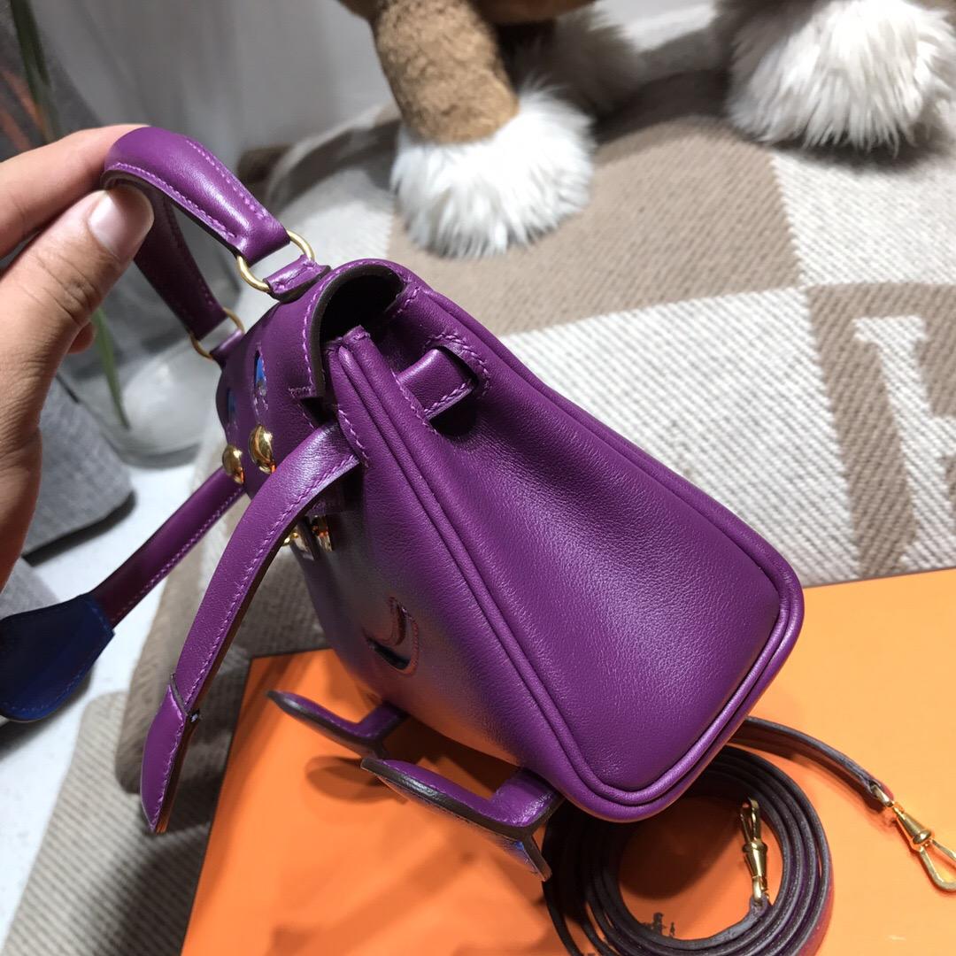 愛馬仕kelly笑臉包 Hermes Kelly Doll Swift calfskin  P9 海葵紫凱莉娃娃包