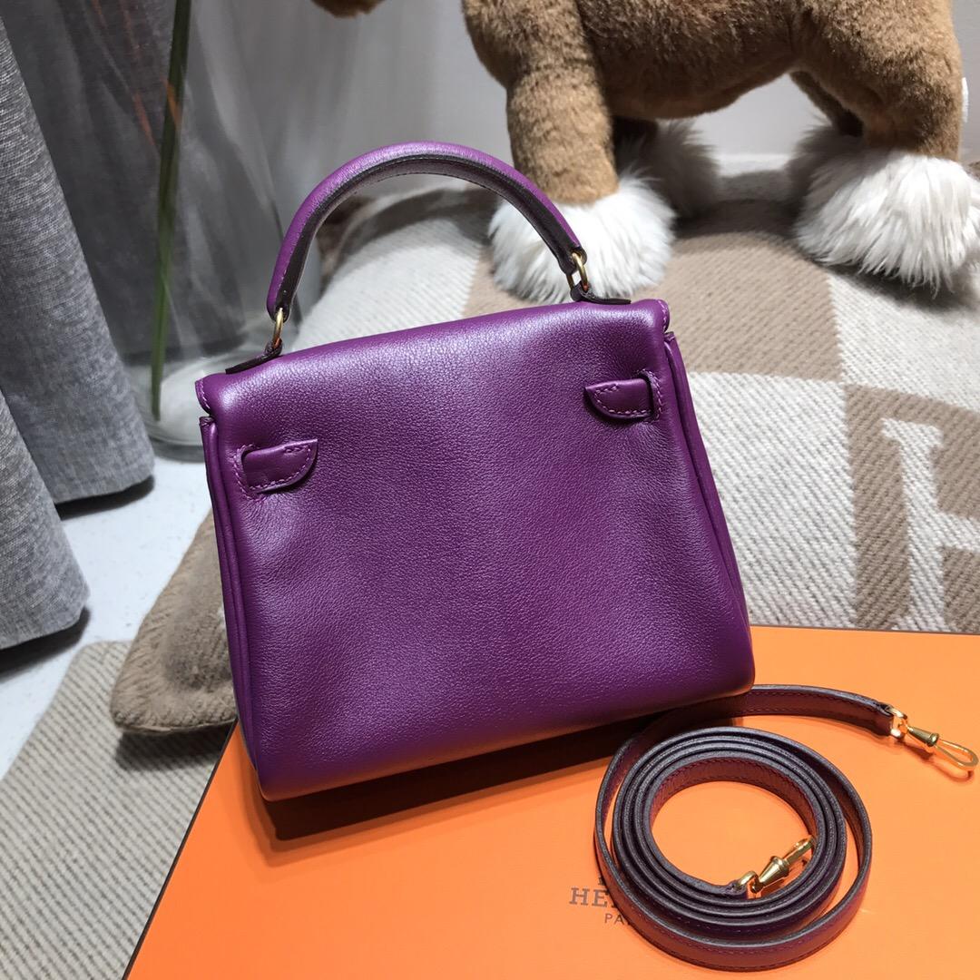 愛馬仕kelly笑臉包 Hermes Kelly Doll Swift calfskin  P9 海葵紫凱莉娃娃包