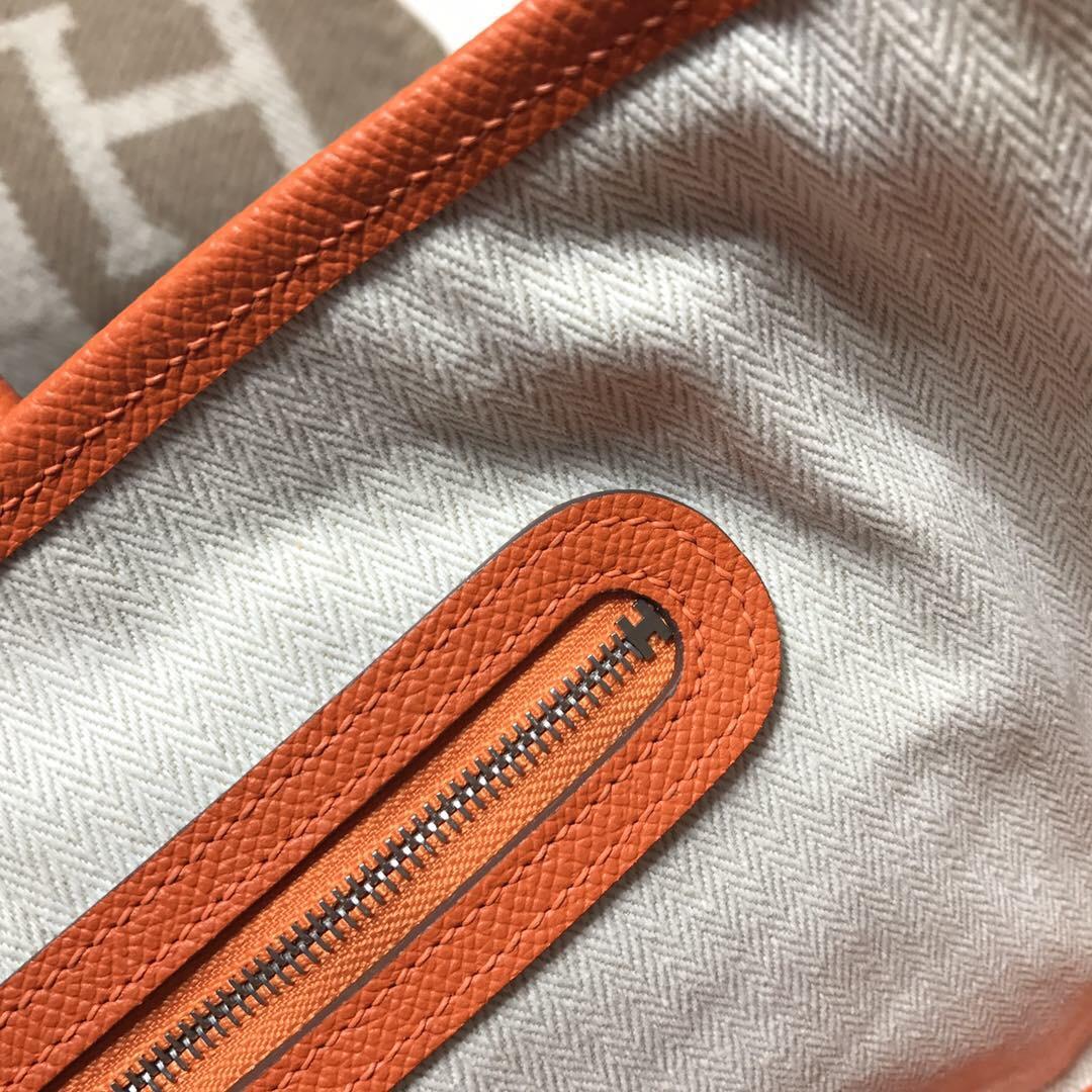 Hermes Garden Party bag 空中花園包 epsom 9J FEU火焰橙 30cm 銀扣