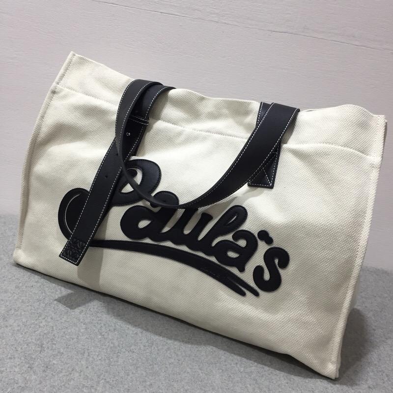 Loewe 棉質帆布托特包 Tote Paula Large Bag 原色/黑色