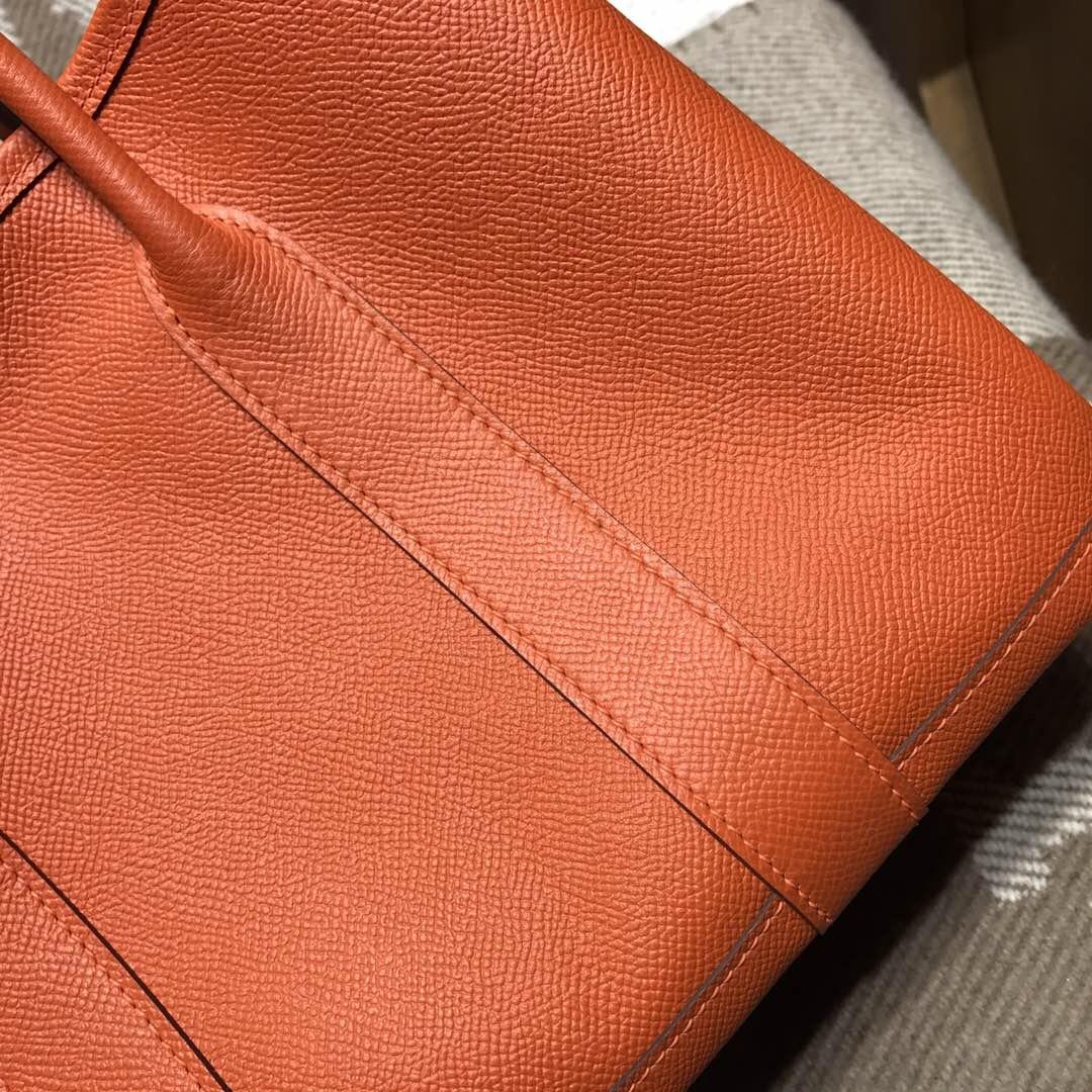 Hermes Garden Party bag 空中花園包 epsom 9J FEU火焰橙 30cm 銀扣