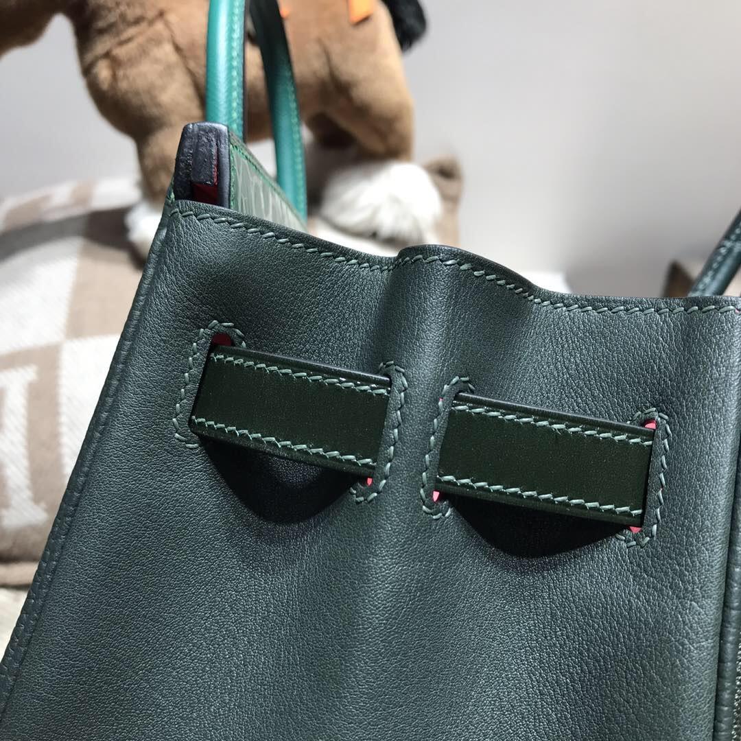 愛馬仕Hermes Birkin 30 6Q翡翠綠 1T泰坦綠 67祖母綠 Z6孔雀綠 內裏8W熱粉。