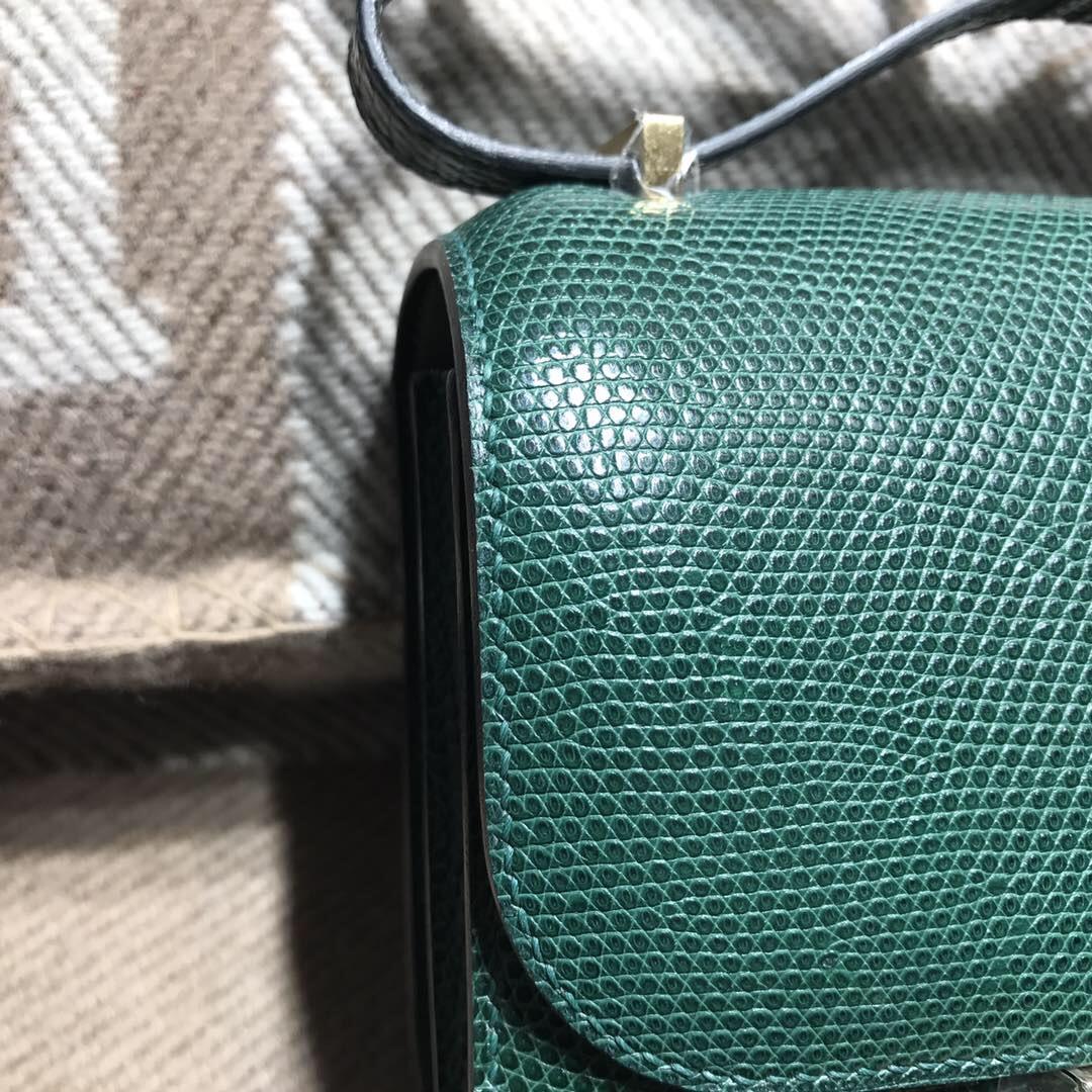 Hermes constance bag 18 蜥蜴皮 CK67祖母綠 Vert Fonce  金扣