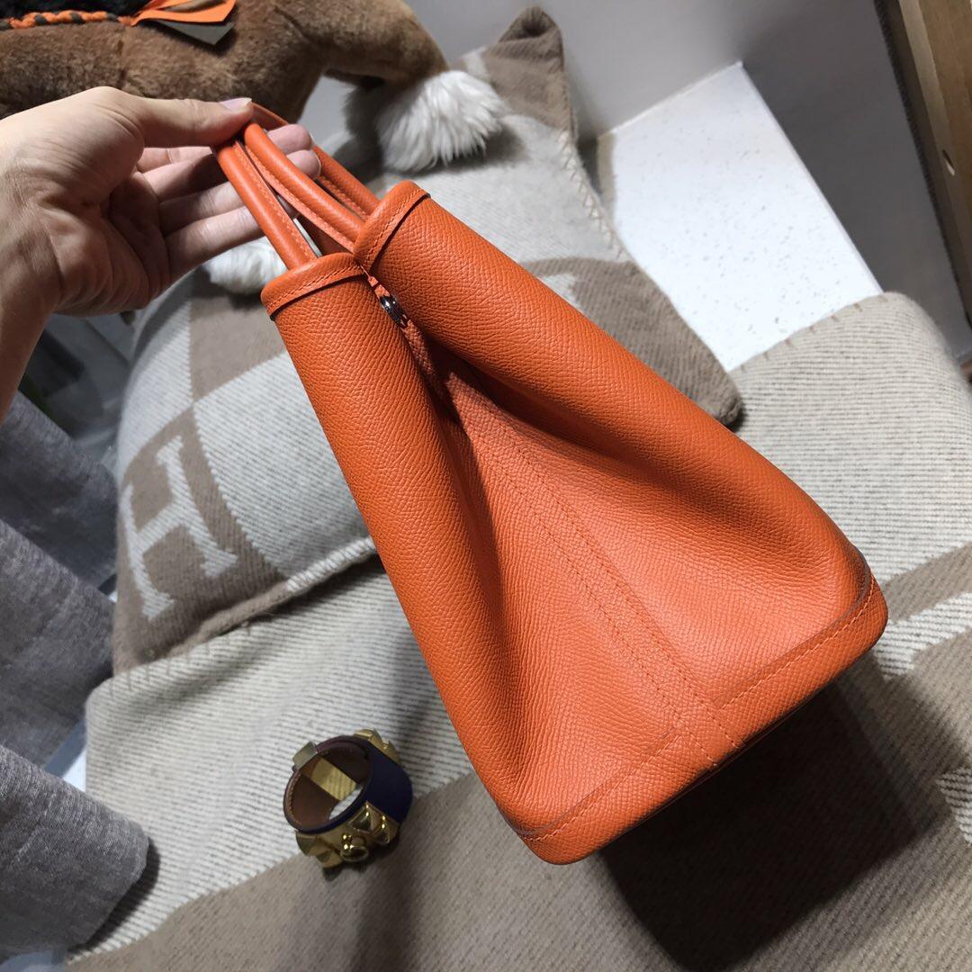 Hermes Garden Party bag 空中花園包 epsom 9J FEU火焰橙 30cm 銀扣