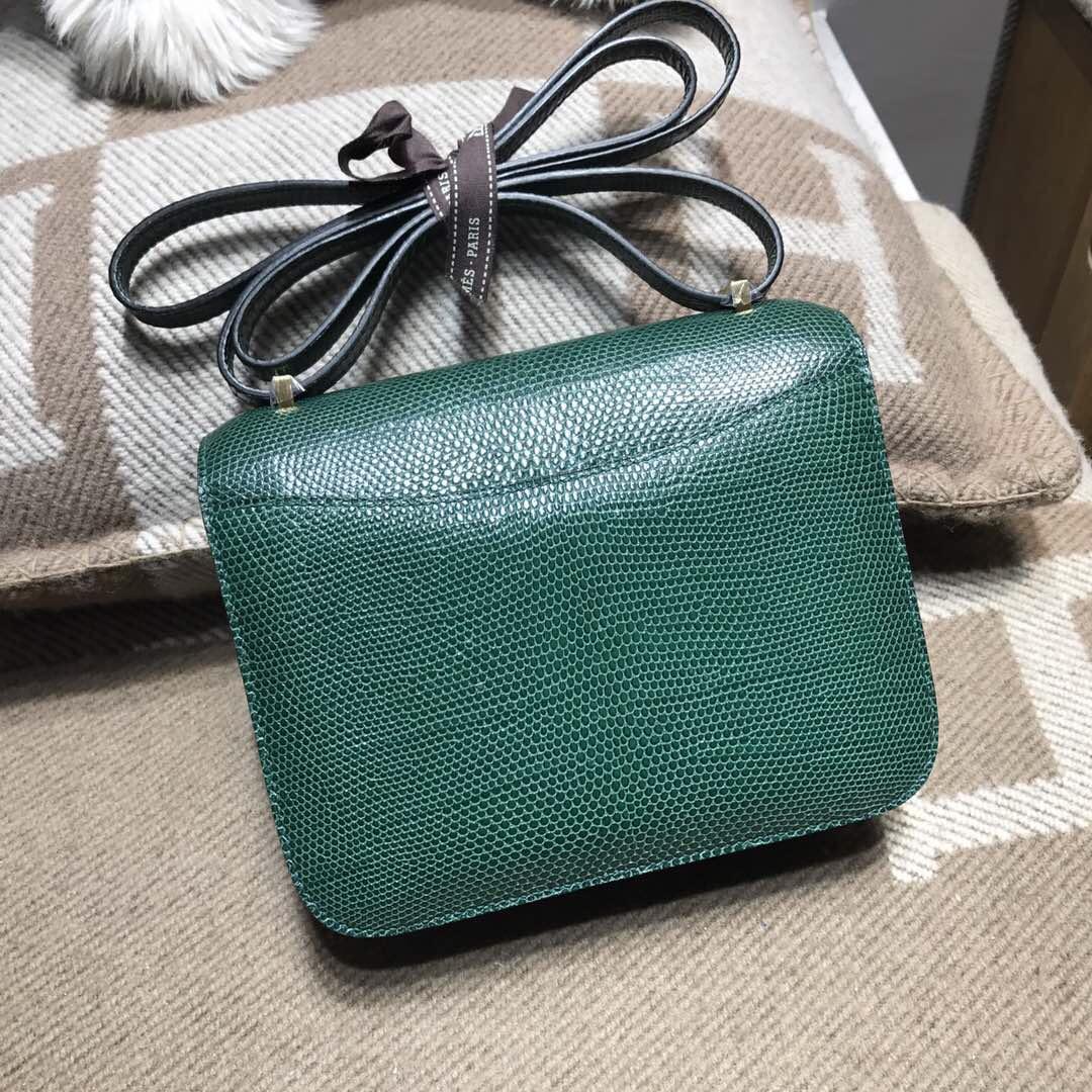 Hermes constance bag 18 蜥蜴皮 CK67祖母綠 Vert Fonce  金扣