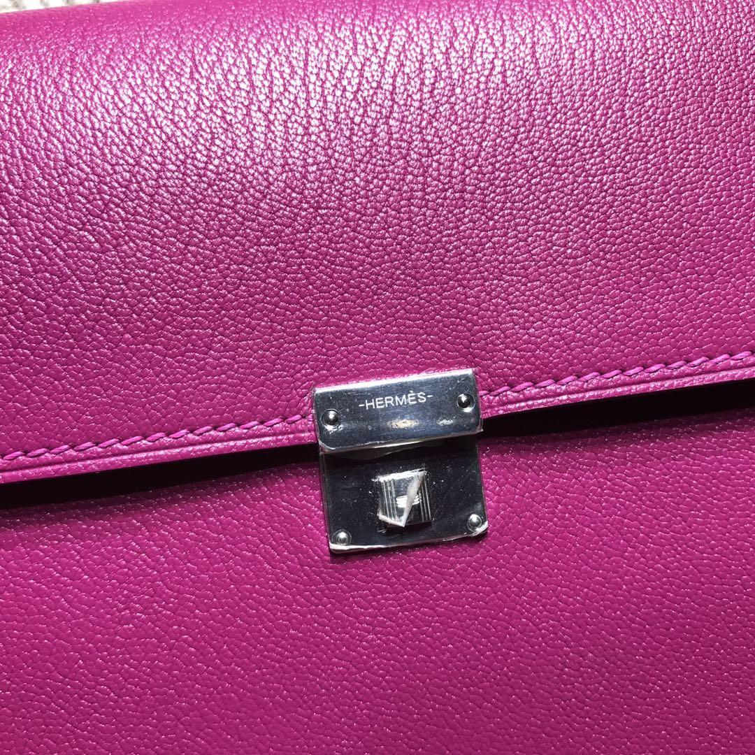 愛馬仕Hermes Clic bag山羊皮L3 Rose Purple玫瑰紫色 銀扣