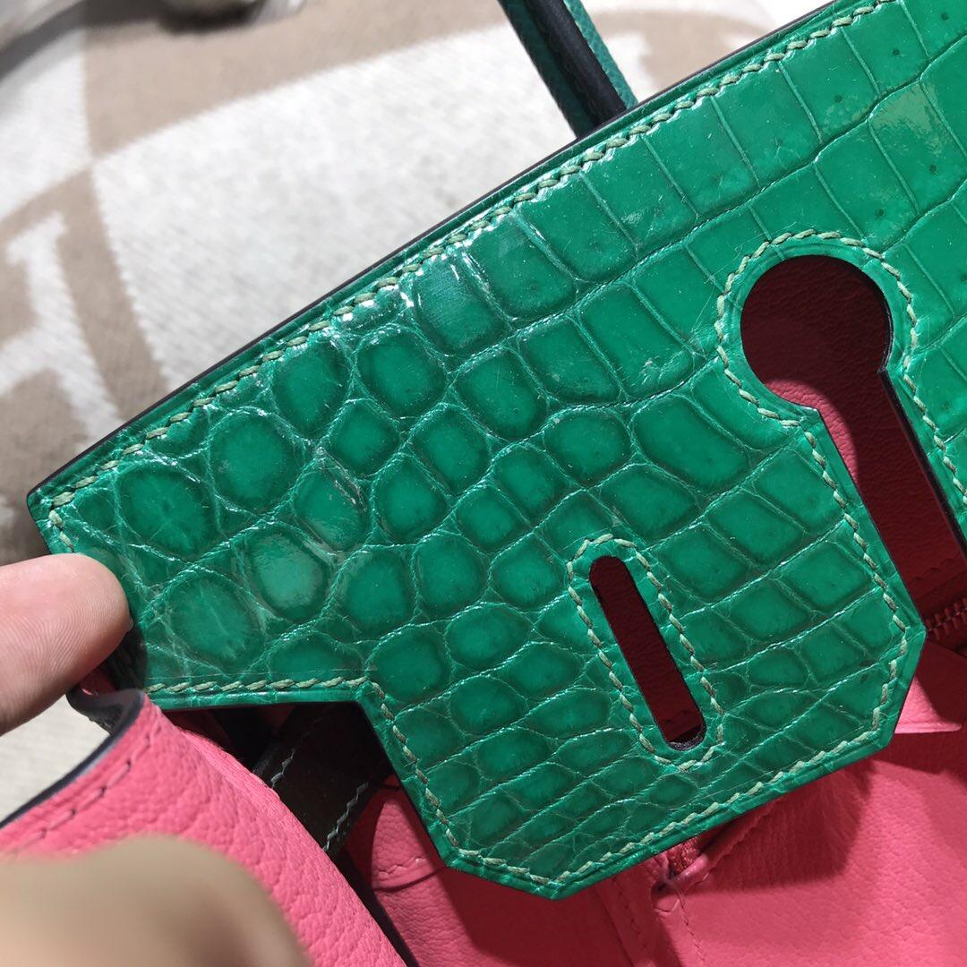 愛馬仕Hermes Birkin 30 6Q翡翠綠 1T泰坦綠 67祖母綠 Z6孔雀綠 內裏8W熱粉。