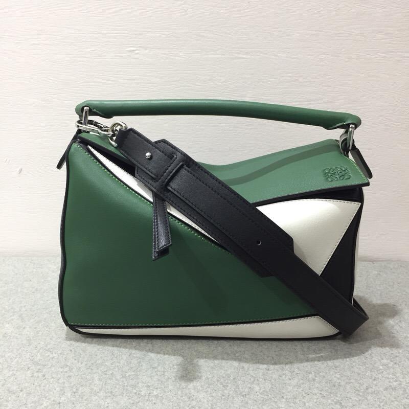 羅意威包包香港官網 Loewe Puzzle Bag Forest Green/White/Black