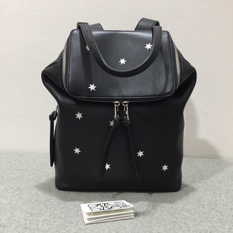 羅意威男包 雙肩背包 Loewe  Goya Stars Small Backpack 黑色/銀色