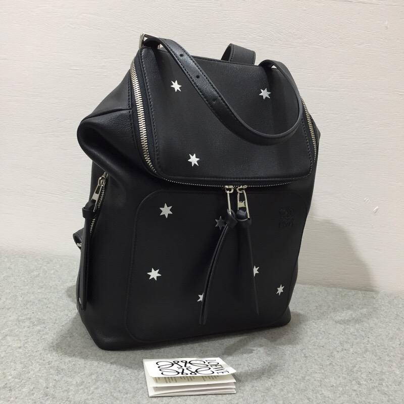 羅意威男包 雙肩背包 Loewe  Goya Stars Small Backpack 黑色/銀色