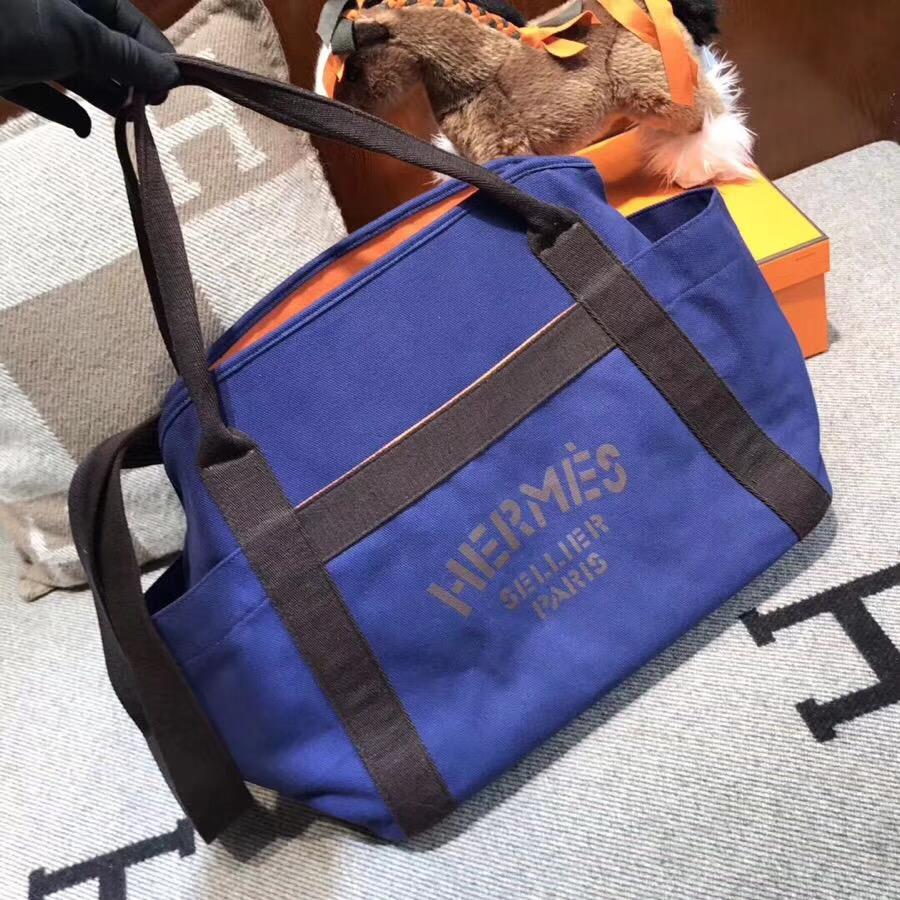 愛馬仕帆布包價格 Hermes Aline Bag 旅行布包 網紅包度假的街拍神器 藍色