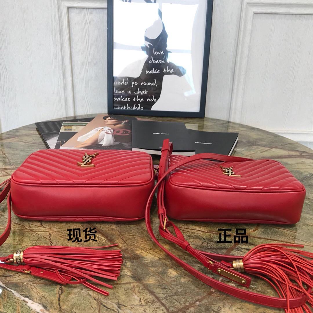 聖羅蘭包包 Monogram Lou YSL LOU絎縫紅色真皮相機包 紅色小牛皮