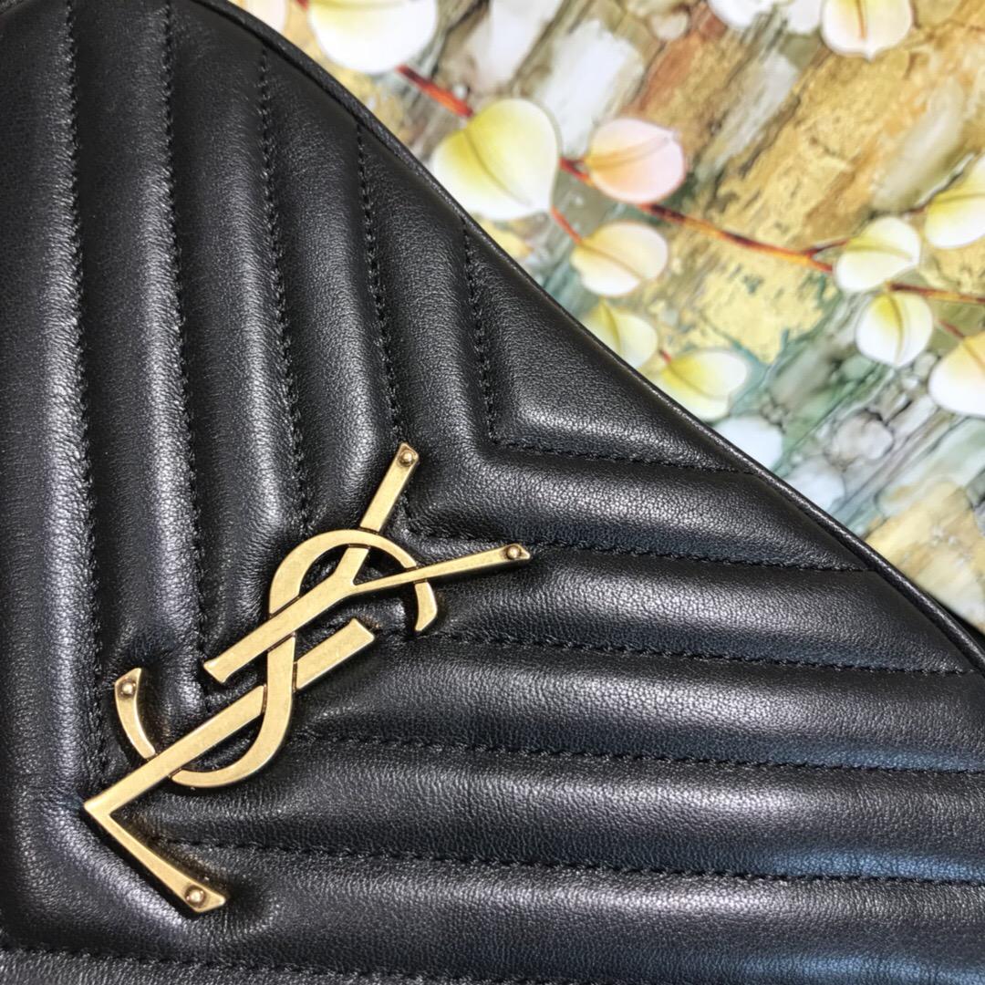 聖羅蘭包包 Monogram Lou  YSL lou絎縫黑色小牛皮 真皮流蘇相機包