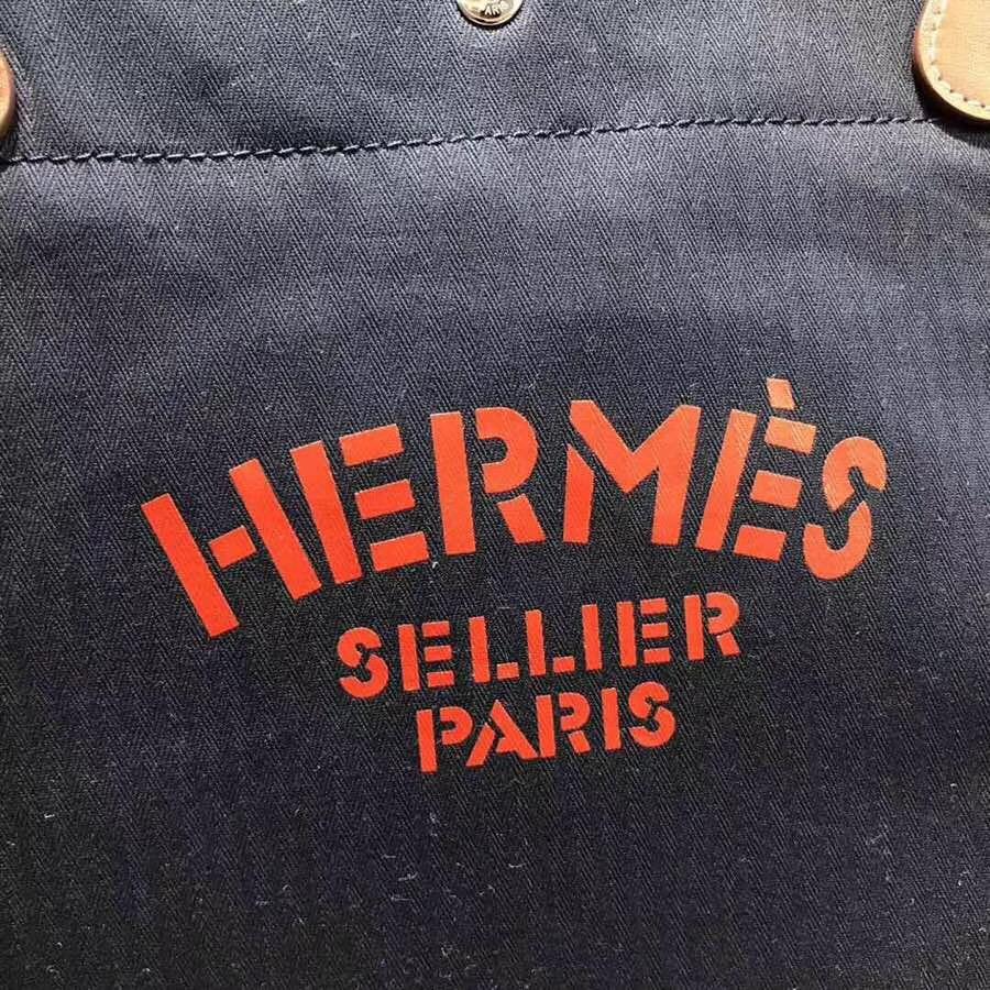 愛馬仕帆布包圖片價格 Hermes vintage Cavalier帆布包 蓝色 沙灘托特媽咪包