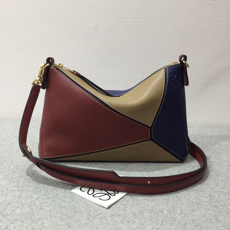 Loewe Puzzle Pochette Bag Brick Red/Almond