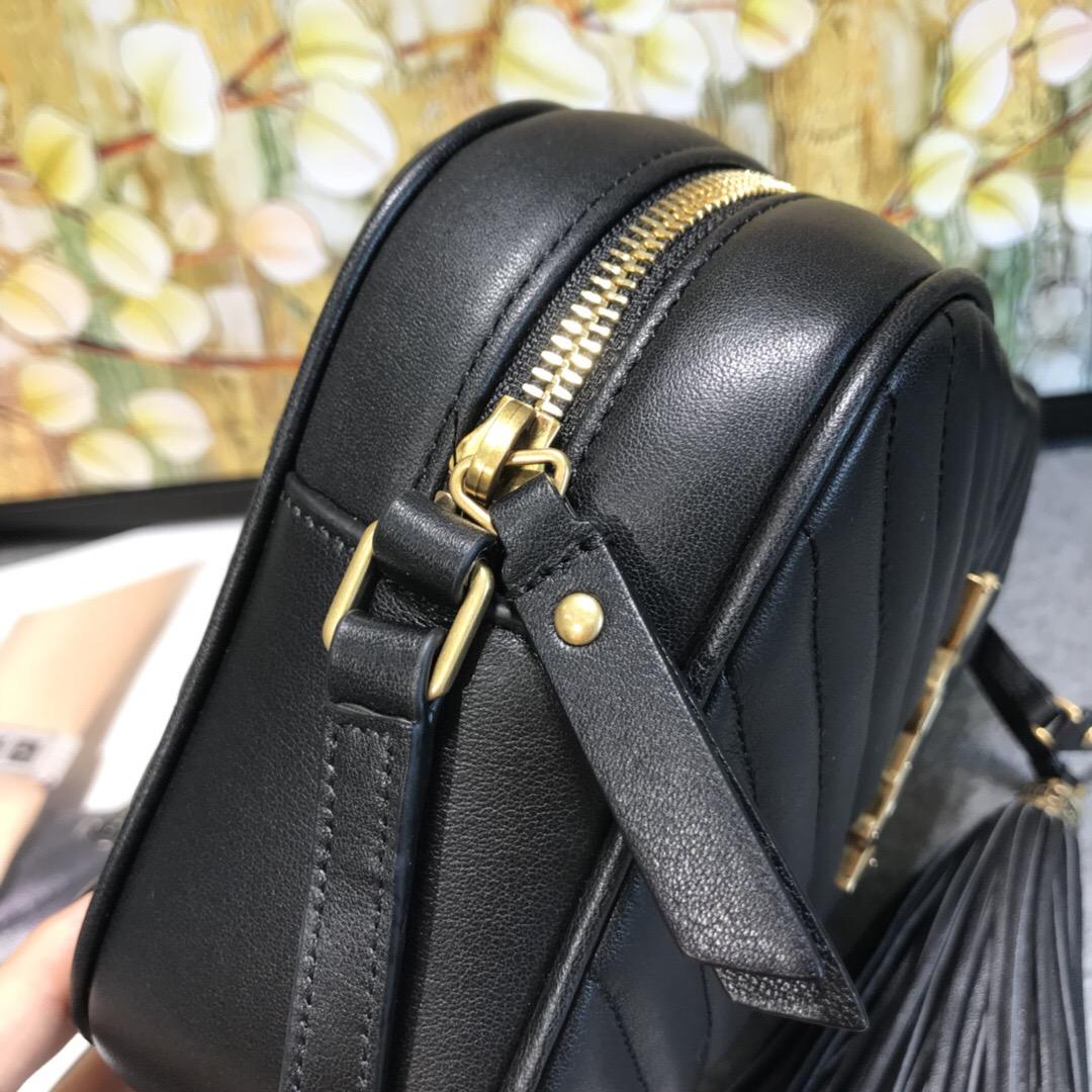 聖羅蘭包包 Monogram Lou  YSL lou絎縫黑色小牛皮 真皮流蘇相機包