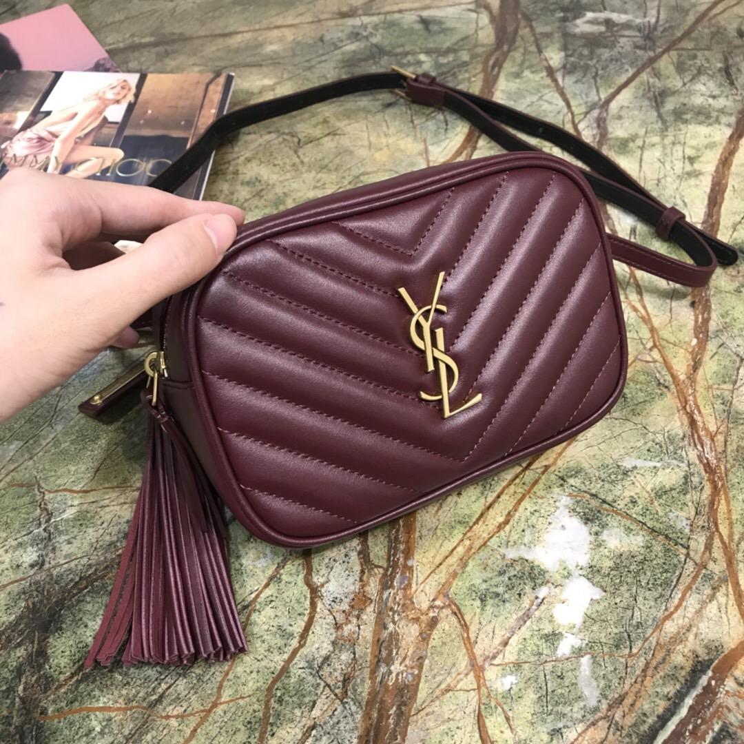 聖羅蘭包包 Belt Bags YSL Lou belt bag in burgundy leather 小牛皮 酒红色