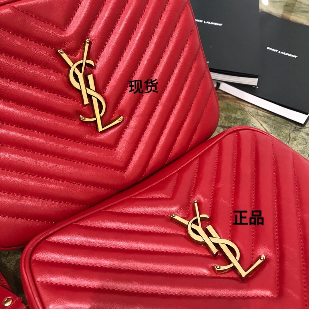 聖羅蘭包包 Monogram Lou YSL LOU絎縫紅色真皮相機包 紅色小牛皮