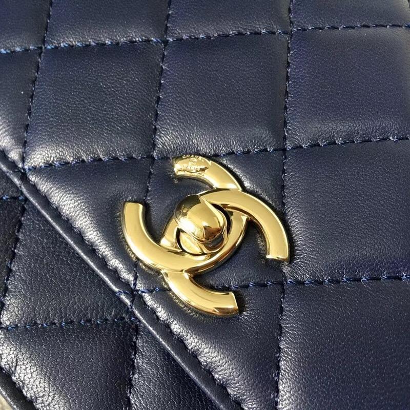 香奈兒2018年新款woc 鏈條小包 發財包 海軍藍 羊皮革與全鋼定制五金