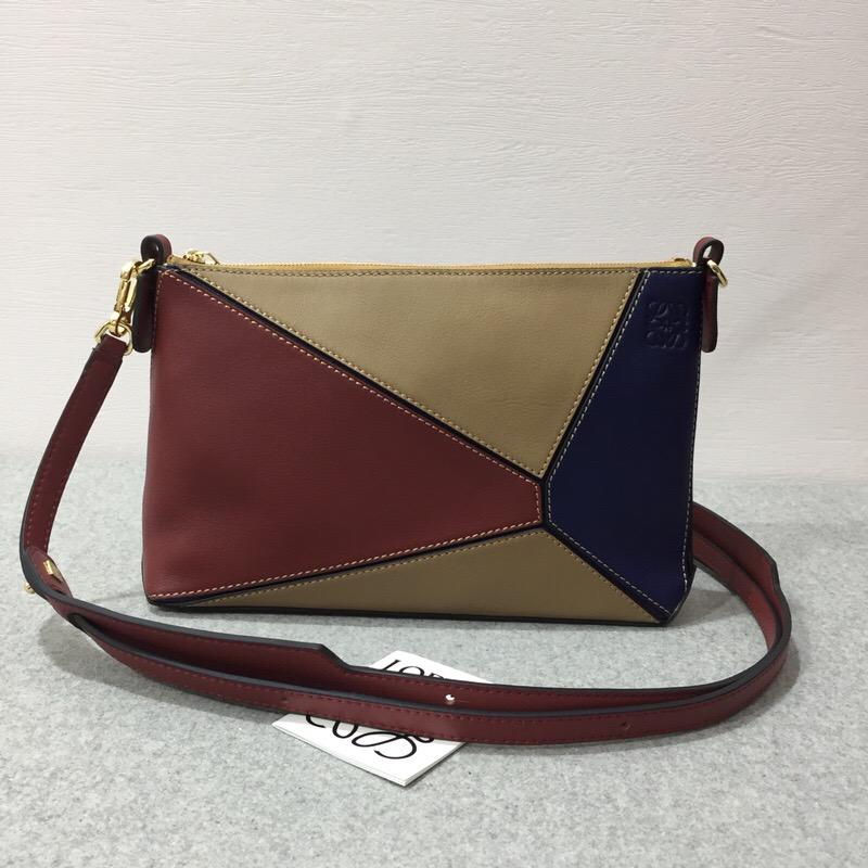 Loewe Puzzle Pochette Bag Brick Red/Almond