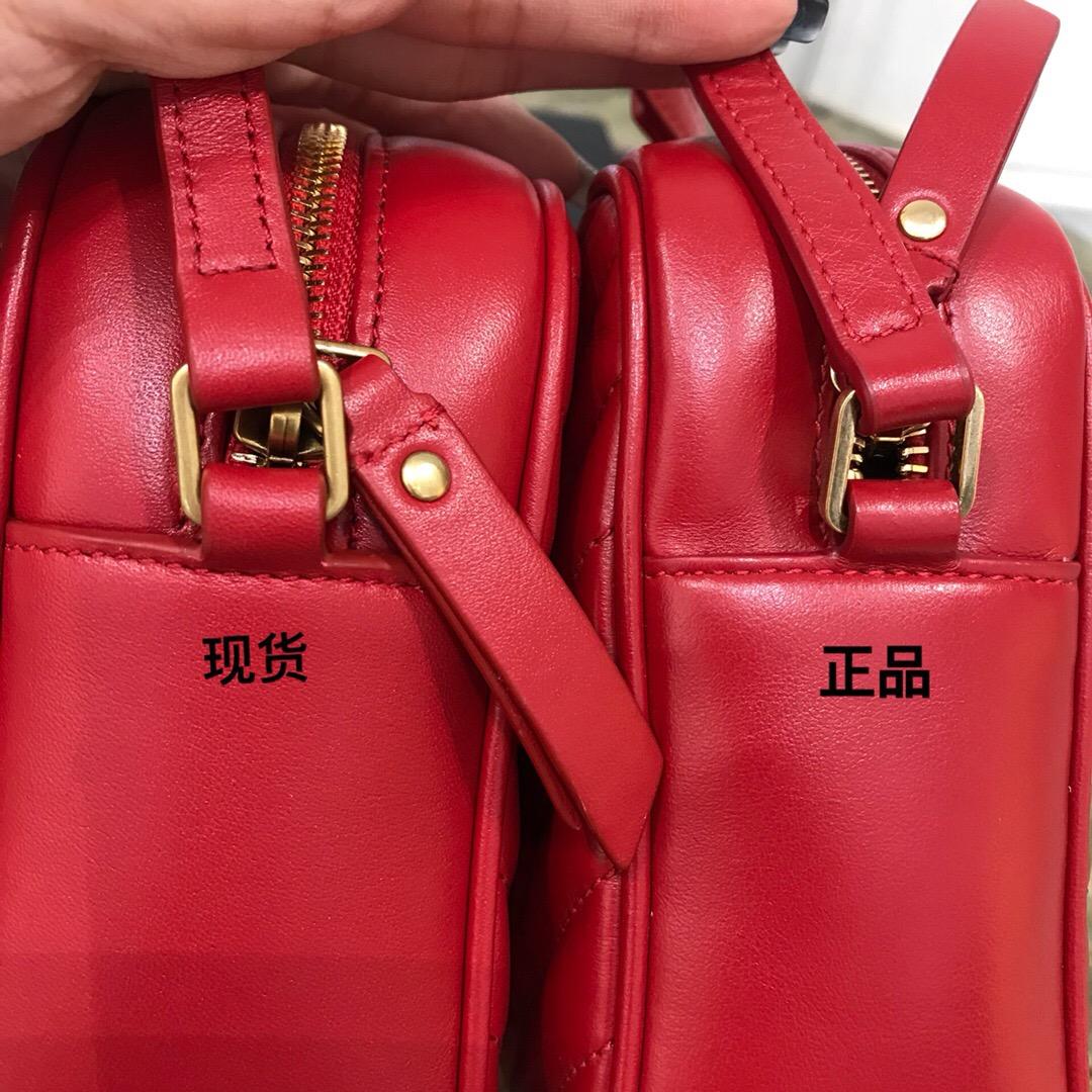 聖羅蘭包包 Monogram Lou YSL LOU絎縫紅色真皮相機包 紅色小牛皮