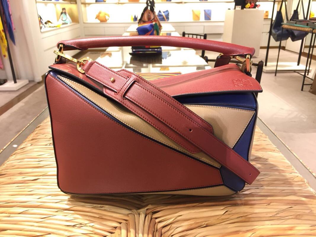 Loewe Puzzle Bag Brick Red/Almond 紅棕色/杏色