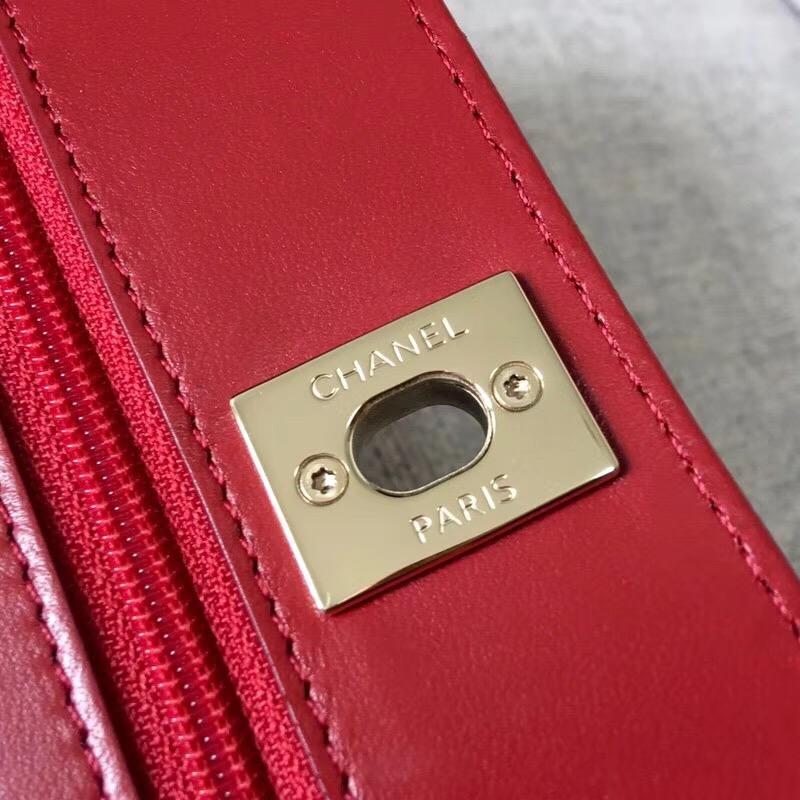 香奈兒 2018年新款woc 鏈條小包 發財包 红色羊皮革與全鋼定制五金