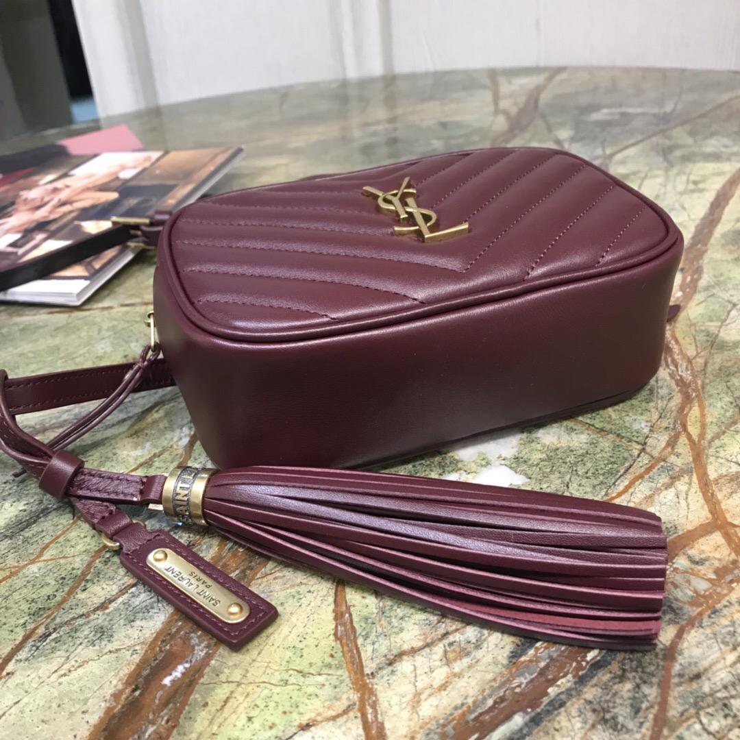 聖羅蘭包包 Belt Bags YSL Lou belt bag in burgundy leather 小牛皮 酒红色