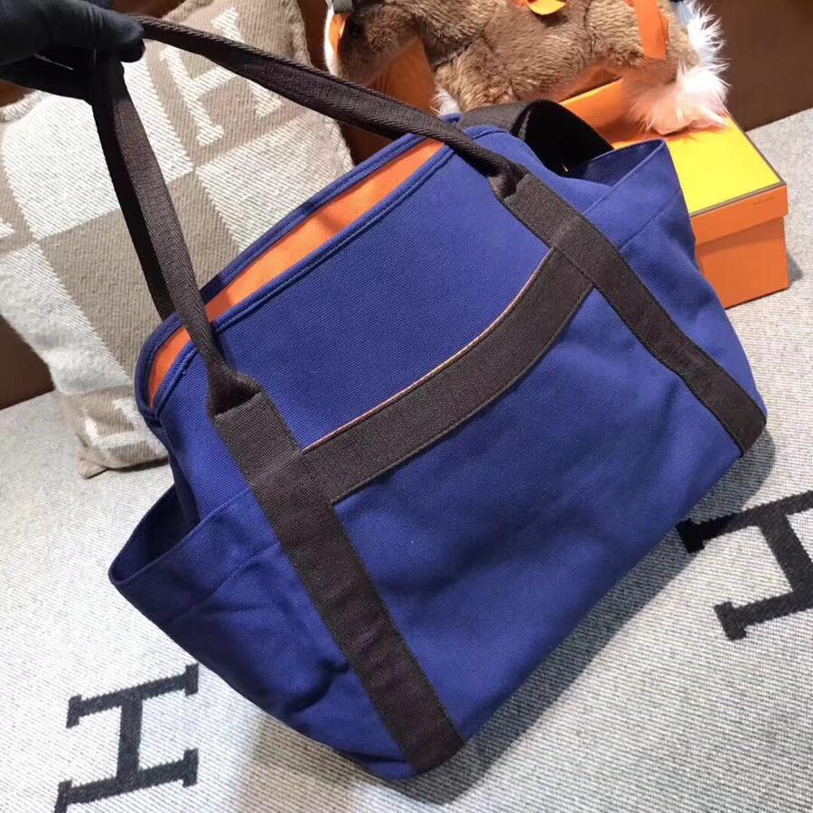 愛馬仕帆布包價格 Hermes Aline Bag 旅行布包 網紅包度假的街拍神器 藍色