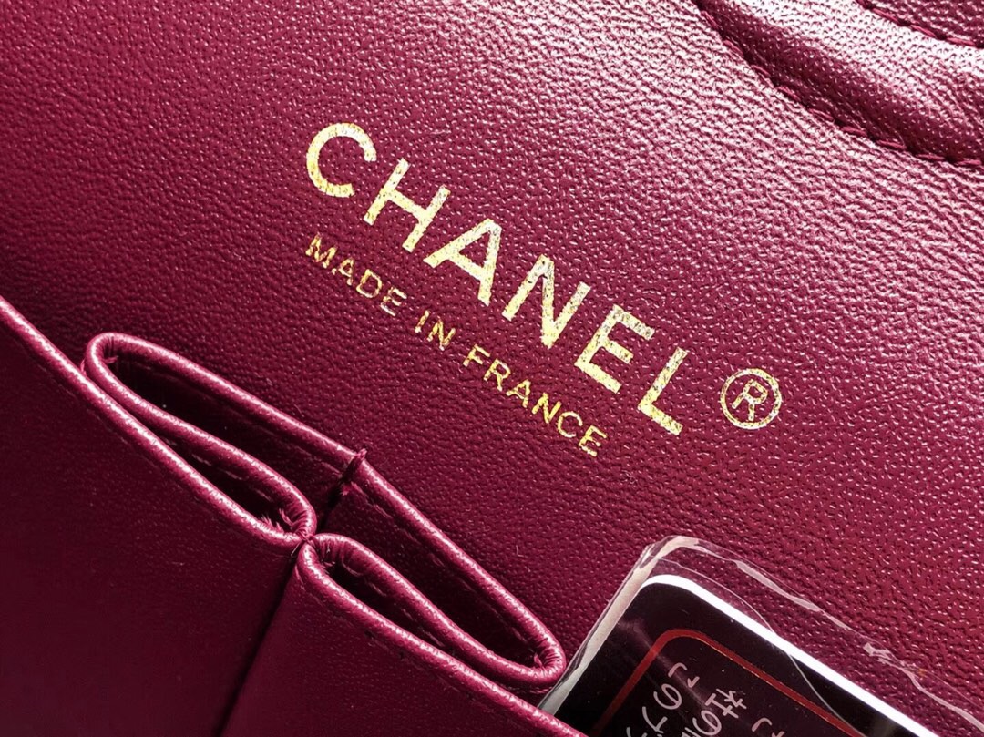 Chanel Classic Flap Bag 酒红色 小羊皮鏈條經典口蓋包 金色金屬