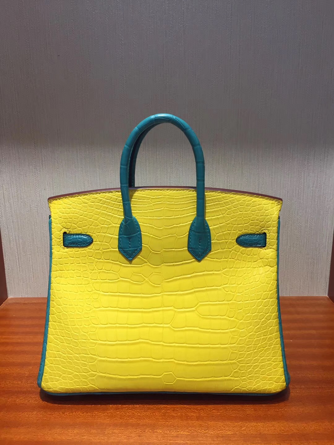 Hermes Birkin 25cm Bag 霧面兩點鱷魚 雙拼色 9R檸檬黃/1K竹子綠 馬蹄印