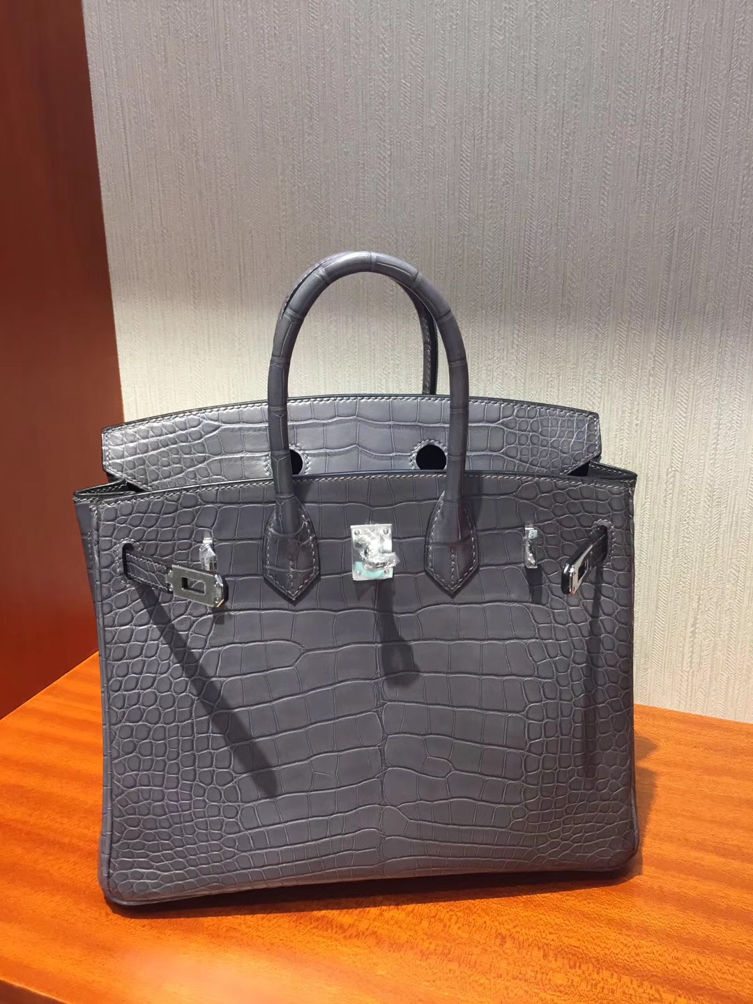 愛馬仕Hermes鱷魚皮鉑金包Hermes Birkin Bag 25 8F錫器灰Etain霧面方塊鱷魚