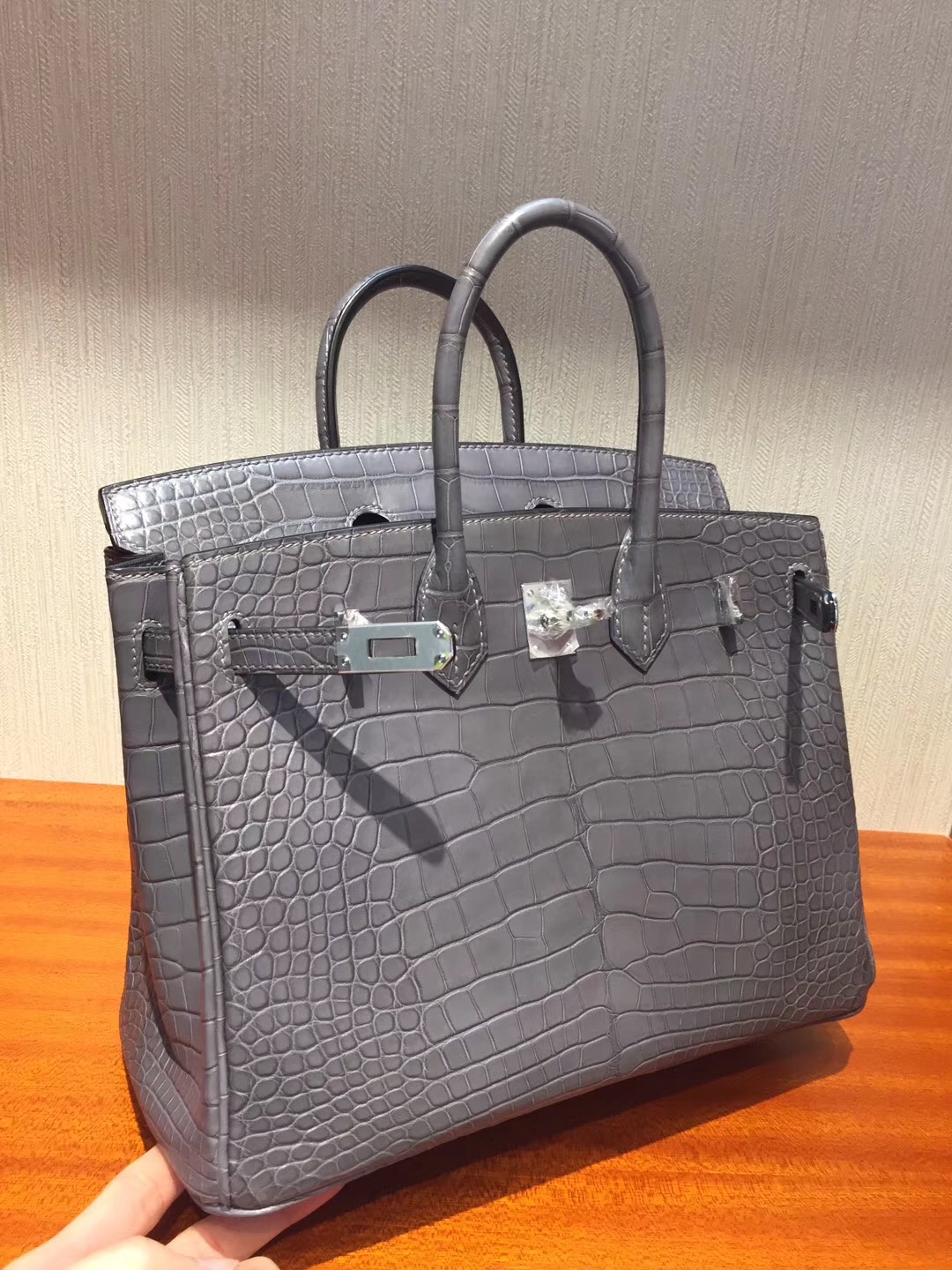 愛馬仕Hermes鱷魚皮鉑金包Hermes Birkin Bag 25 8F錫器灰Etain霧面方塊鱷魚