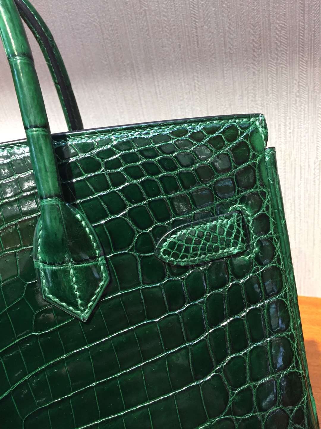 愛馬仕鱷魚皮鉑金包 Hermes Birkin 25 Bag 亮面鱷魚皮 CK67祖母綠 銀扣