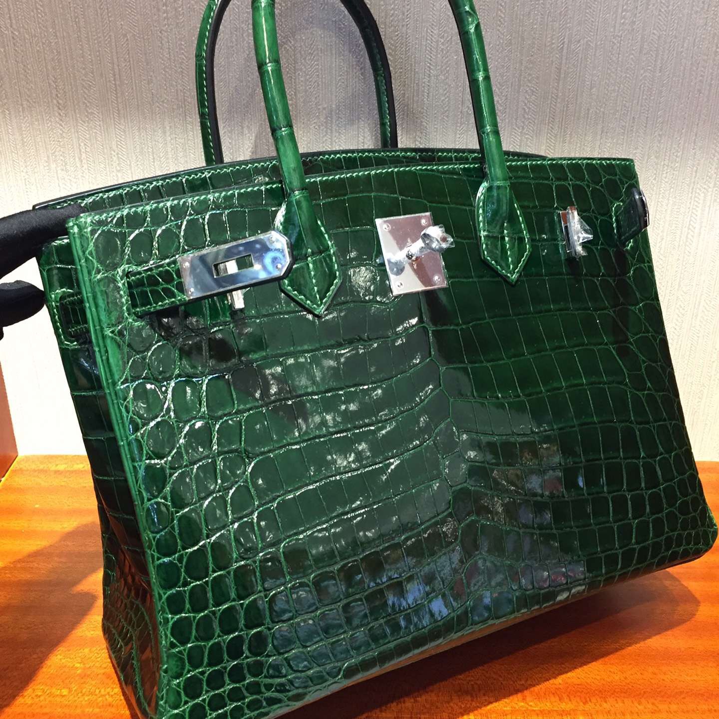 愛馬仕鱷魚皮鉑金包 Hermes Birkin 25 Bag 亮面鱷魚皮 CK67祖母綠 銀扣