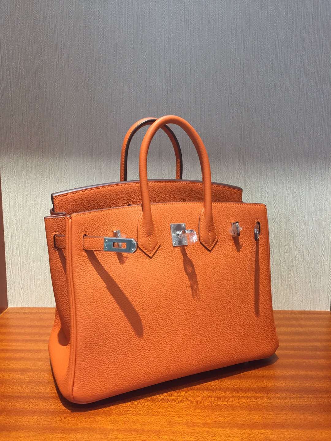 愛馬仕鉑金包價格 Hermes Birkin 25 Bag Togo小牛皮 CK93橙色 全手工蜜蠟線縫