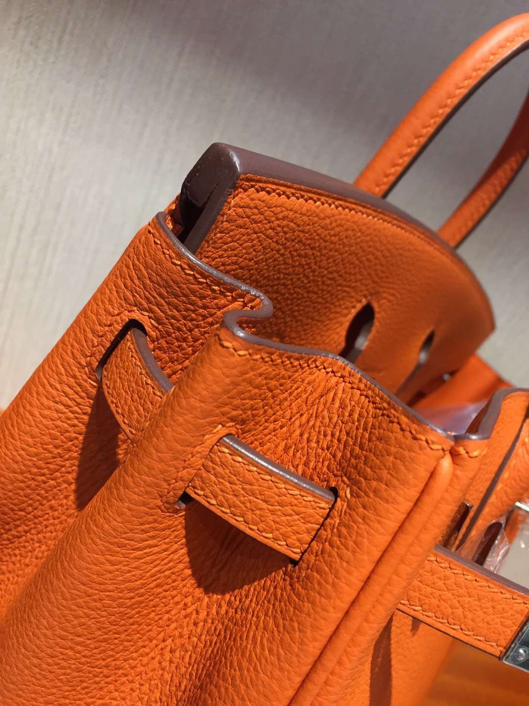愛馬仕鉑金包價格 Hermes Birkin 25 Bag Togo小牛皮 CK93橙色 全手工蜜蠟線縫