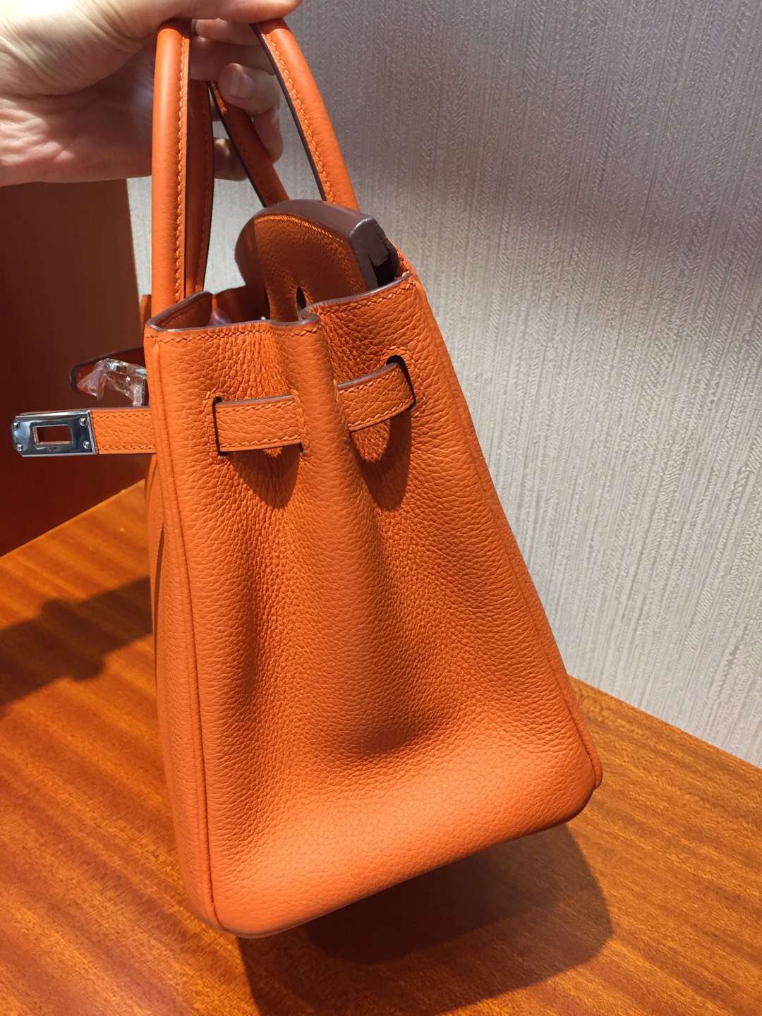 愛馬仕鉑金包價格 Hermes Birkin 25 Bag Togo小牛皮 CK93橙色 全手工蜜蠟線縫