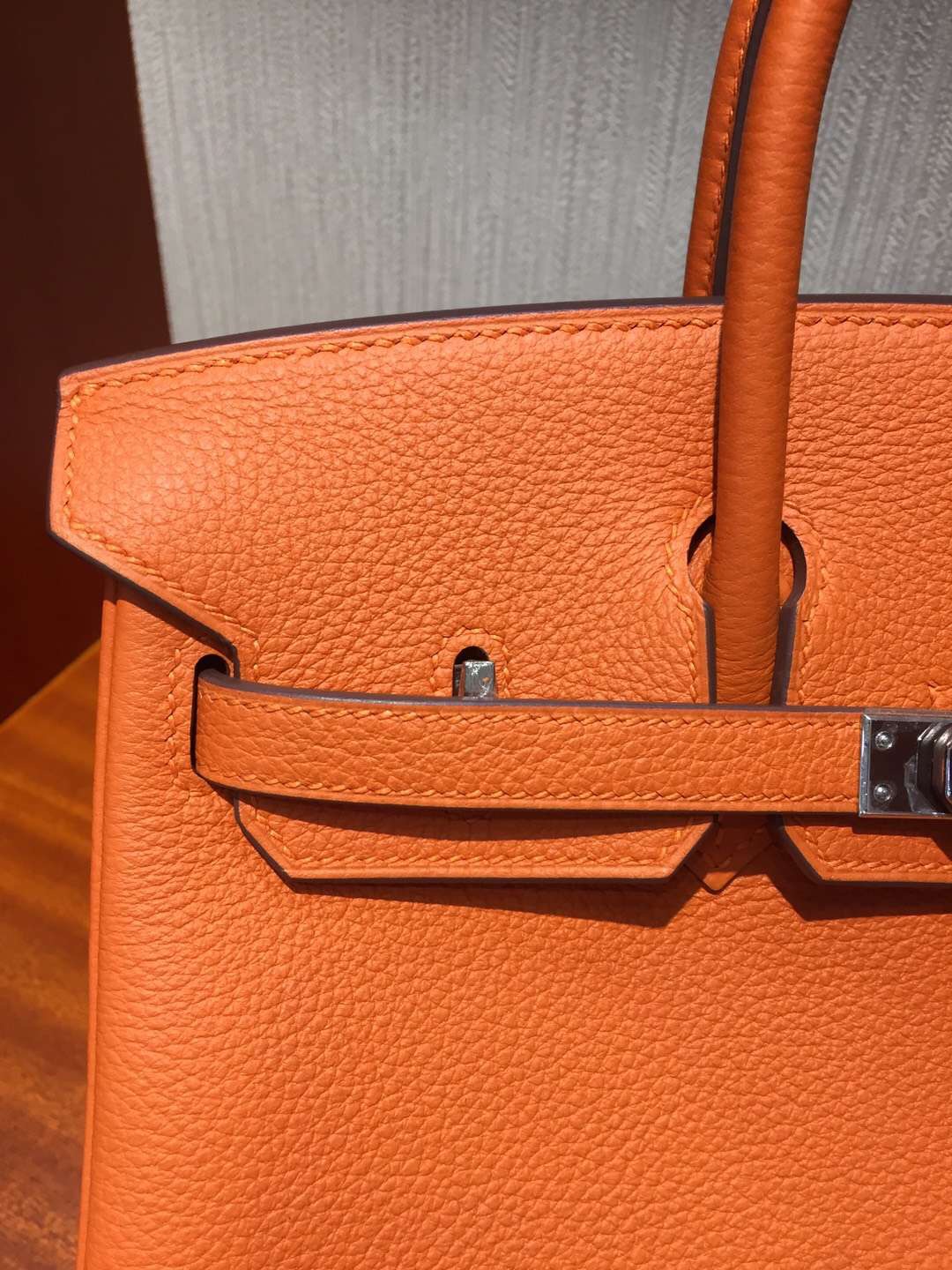 愛馬仕鉑金包價格 Hermes Birkin 25 Bag Togo小牛皮 CK93橙色 全手工蜜蠟線縫