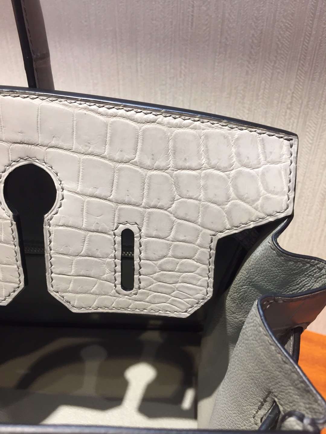 愛馬仕鱷魚鉑金包 Hermes Birkin 25 Bag CK80珍珠灰Pearl Grey霧面兩點鱷魚皮